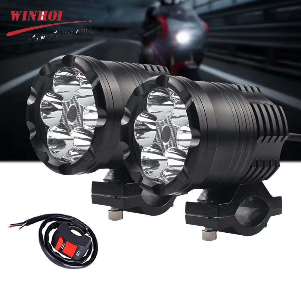 60W Additional Led Headlights for Motorcycle Universal Moto Spotlight LED Motorcycle Headlight Auxiliary 12V 24V Car Lamp